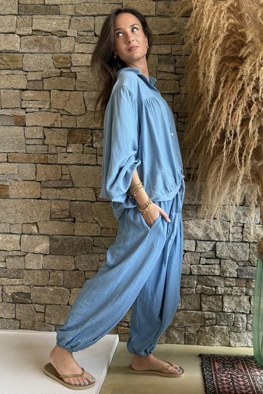 Basso Tie Smock Blouse Denim